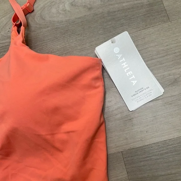 Athleta Elevation V- Neck Crop Top Sports Bra D/DD, Coral Glow, size 3x NWT - Picture 4 of 6